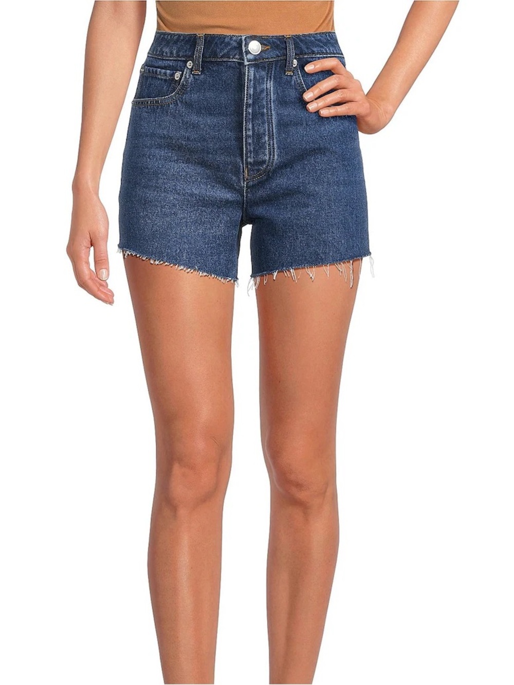 NWT Gianni Bini Madilyn Denim Shorts,High-Rise Frayed Hem, Dark Wash, size 28